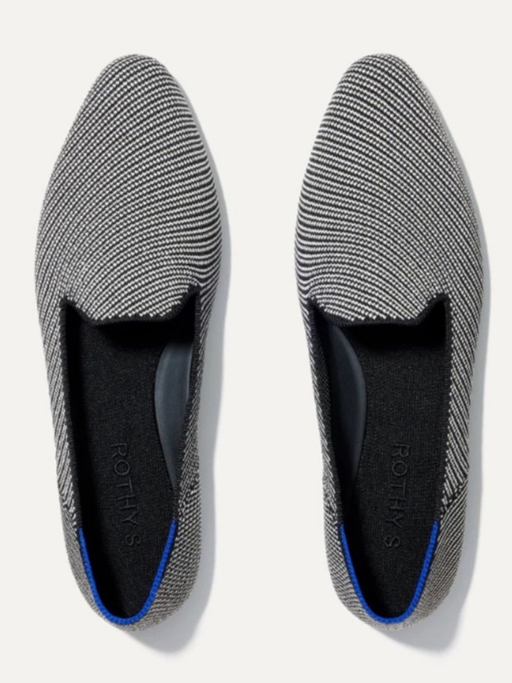 Rothy's Black and White Twill Almond Loafers Size: 9.5